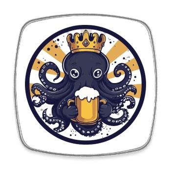 Bière pieuvre, drôle - Magnet carré - blanc - Devant