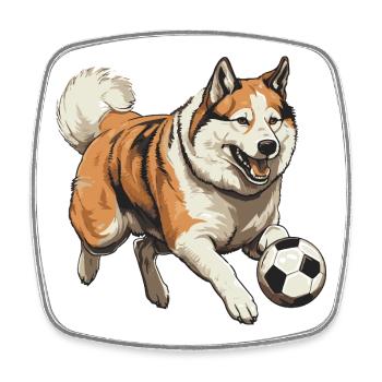 Akita Hund Fussball Team - Viereckiger Kühlschrankmagnet - Weiß - Vorne