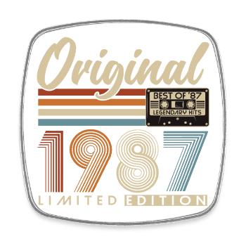Jahrgang 1987 Retro Vintage Geburtstag Geschenk - Viereckiger Kühlschrankmagnet - Weiß - Vorne