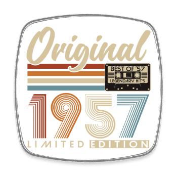 Cadeau rétro vintage d’anniversaire 1957 - Magnet carré - blanc - Devant