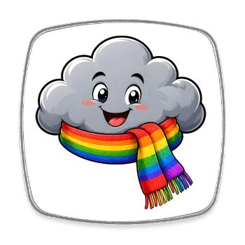Nuage avec écharpe arc-en-ciel : motif drôle - Magnet carré - blanc - Devant