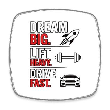 Dream Big Lift Heavy Drive Fast Gym Design - Viereckiger Kühlschrankmagnet - Weiß - Vorne