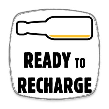 Ready To Recharge (Beer / Beer / POS 2C) - Square fridge magnet - white - Front
