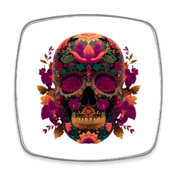 Noble Calavera Skull Floral - Dia de los Muert - Magnet carré - blanc - Devant