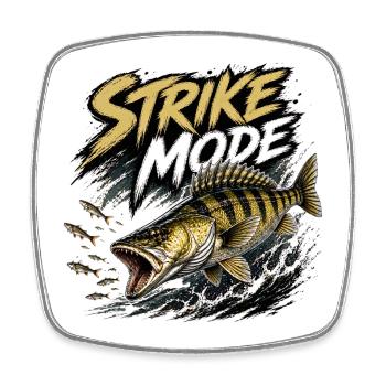 Strike Mode Zander – Predator Fishing Design - Square fridge magnet - white - Front