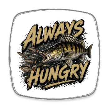 Always Hungry Zander – Predator Fishing Design - Square fridge magnet - white - Front