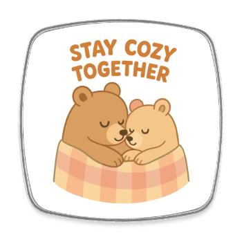 Süße Bären: Stay Cozy Together – Kuschelzeit - Viereckiger Kühlschrankmagnet - Weiß - Vorne
