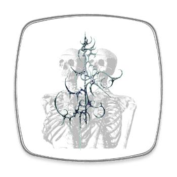 Glitch Skeleton Melt Dark Aesthetic Design - Square fridge magnet - white - Front
