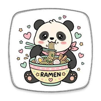 Kawaii Panda Ramen - Magnet carré - blanc - Devant