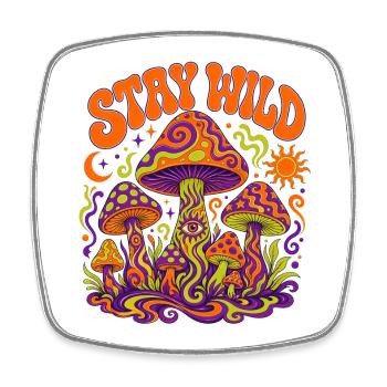 Stay Wild Pilz Psychedelia - Viereckiger Kühlschrankmagnet - Weiß - Vorne