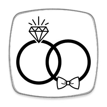 Wedding rings - Square fridge magnet - white - Front