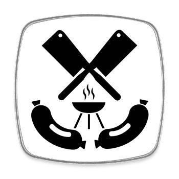 Griller - Magnet carré - blanc - Devant