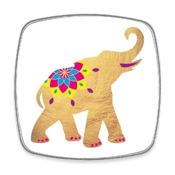 Elefant Gold Yoga Indien Tierliebe Zootier Namaste - Viereckiger Kühlschrankmagnet - Weiß - Vorne