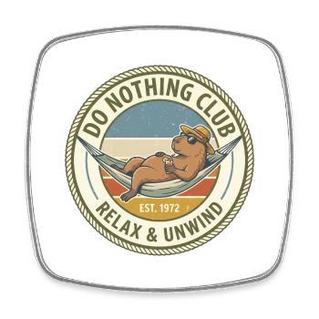 Do Nothing Club Relax Badge - Viereckiger Kühlschrankmagnet - Weiß - Vorne