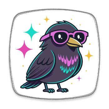 Bird Neon Hipster with Glasses - Square fridge magnet - white - Front