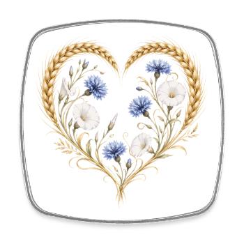 Weizen Herz Kornblume Winde Blumen Natur Motiv   - Viereckiger Kühlschrankmagnet - Weiß - Vorne