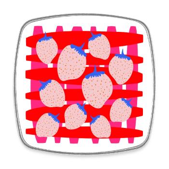 Erdbeeren - Viereckiger Kühlschrankmagnet - Weiß - Vorne