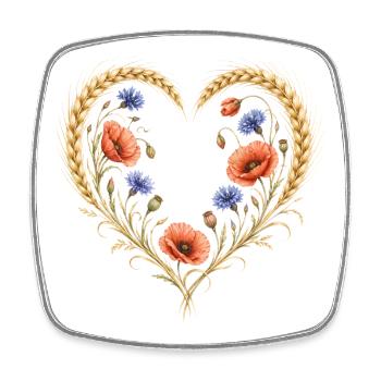 Weizen Herz Mohn Kornblume Blumen Natur Motiv  - Viereckiger Kühlschrankmagnet - Weiß - Vorne