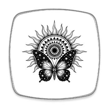 Sacred Sun – Cosmic Butterfly - Square fridge magnet - white - Front