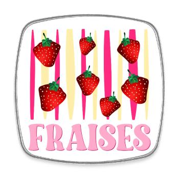 Fraises - Magnet carré - blanc - Devant