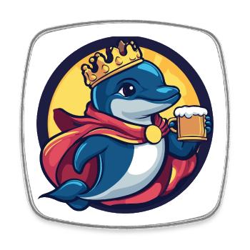 Dolphin Beer Funny - Square fridge magnet - white - Front