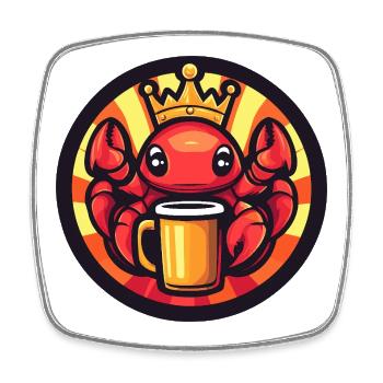 Lobster Crab Beer Funny - Square fridge magnet - white - Front