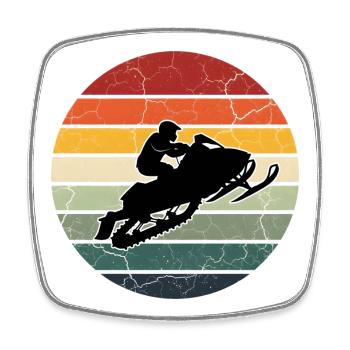 Snowmobile gift Retro snowmobile - Square fridge magnet - white - Front