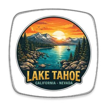 Lake Tahoe Kabine Dekor Sonnenuntergang Bergreise - Viereckiger Kühlschrankmagnet - Weiß - Vorne