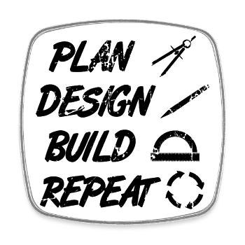 Plan Design Build Repeat - Square fridge magnet - white - Front