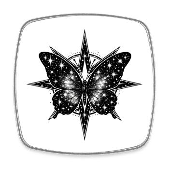 Boussole Papillon Cosmique - Magnet carré - blanc - Devant
