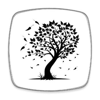 Arbre au vent - Magnet carré - blanc - Devant