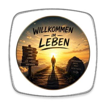 Willkommen im Leben Lebensweg - Viereckiger Kühlschrankmagnet - Weiß - Vorne