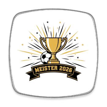 Meister 2026 Pokalglanz - Viereckiger Kühlschrankmagnet - Weiß - Vorne