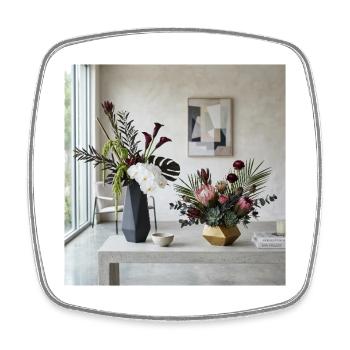 Geometrische Blüten Vasen - Modern Art - Viereckiger Kühlschrankmagnet - Weiß - Vorne