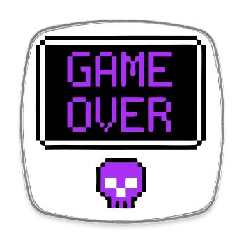 Game Over Skull Pixel Art - Square fridge magnet - white - Front