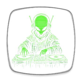 Space DJ – Parfait pour les fans de techno et de rave - Magnet carré - blanc - Devant