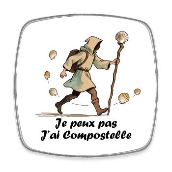 Je peux pas j'ai chemin de compostelle - Magnet carré - blanc - Devant
