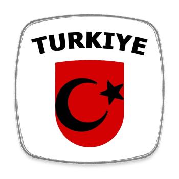 Red Turkey Shield Emblem Crescent Moon Star - Square fridge magnet - white - Front