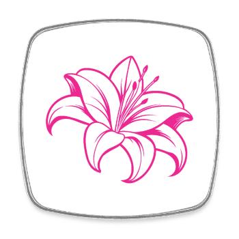 Lily flower - Square fridge magnet - white - Front