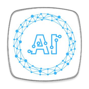 Futuristic AI Data Network Symbol - Square fridge magnet - white - Front
