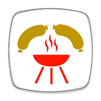 Grill - Square fridge magnet - white - Front