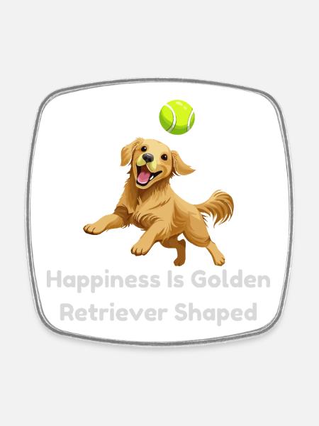 Golden Retriever Joy Tennis - Square fridge magnet - white