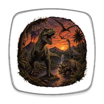 Dinosaurier T-Rex Vintage Urzeit Dino - Viereckiger Kühlschrankmagnet - Weiß - Vorne