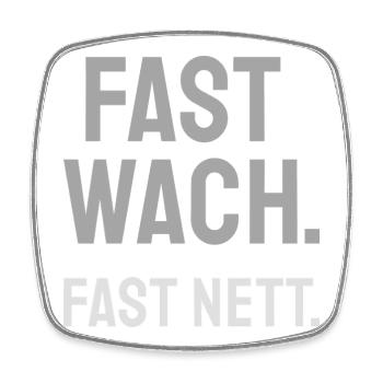 FAST WACH. FAST NETT. – Design für Morgenmuffel. - Viereckiger Kühlschrankmagnet - Weiß - Vorne