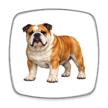 Englischer Bulldogge - Viereckiger Kühlschrankmagnet - Weiß - Vorne