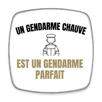 gendarme chauve / cadeau humour gendarme - Magnet carré - blanc - Devant