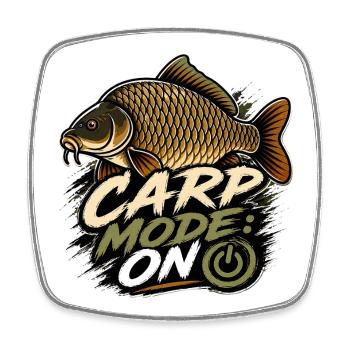 Carp Mode ON – Funny Carp Fishing Shirt - Square fridge magnet - white - Front