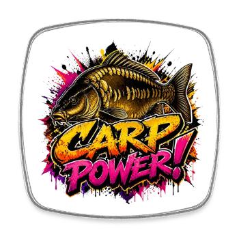 Karpfen-Power-Angeldesign – Bold Angler Style - Viereckiger Kühlschrankmagnet - Weiß - Vorne