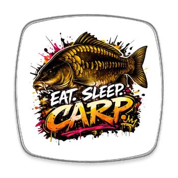 Eat Sleep Carp – Carp Fishing Angler Design - Square fridge magnet - white - Front