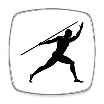 Man Thrower with Javelin - Square fridge magnet - white - Front